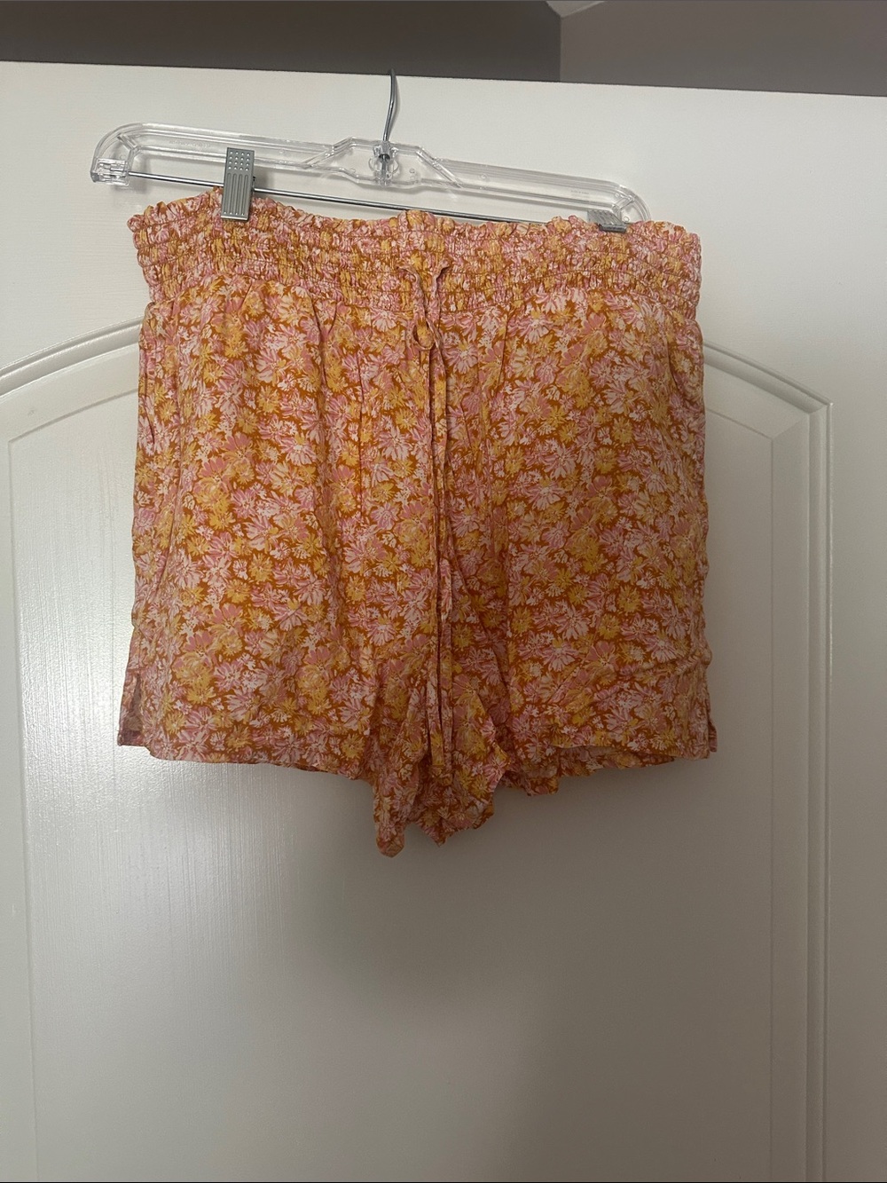 SO Floral Pink and Yellow Elastic Waist Shorts